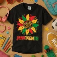 Celebrate Juneteenth Traditional African Pattern Sunflower Kids T-Shirt thumb 3