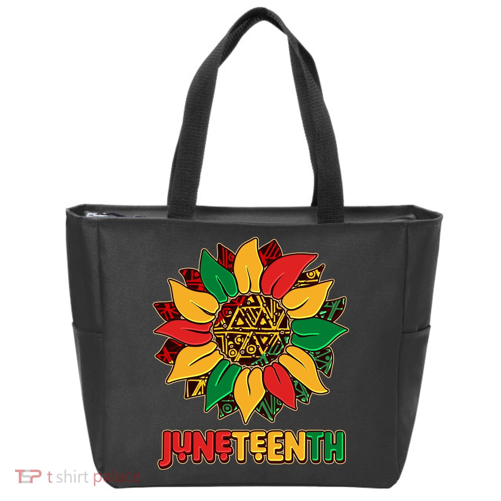 Celebrate Juneteenth Traditional African Pattern Sunflower Tote Bag