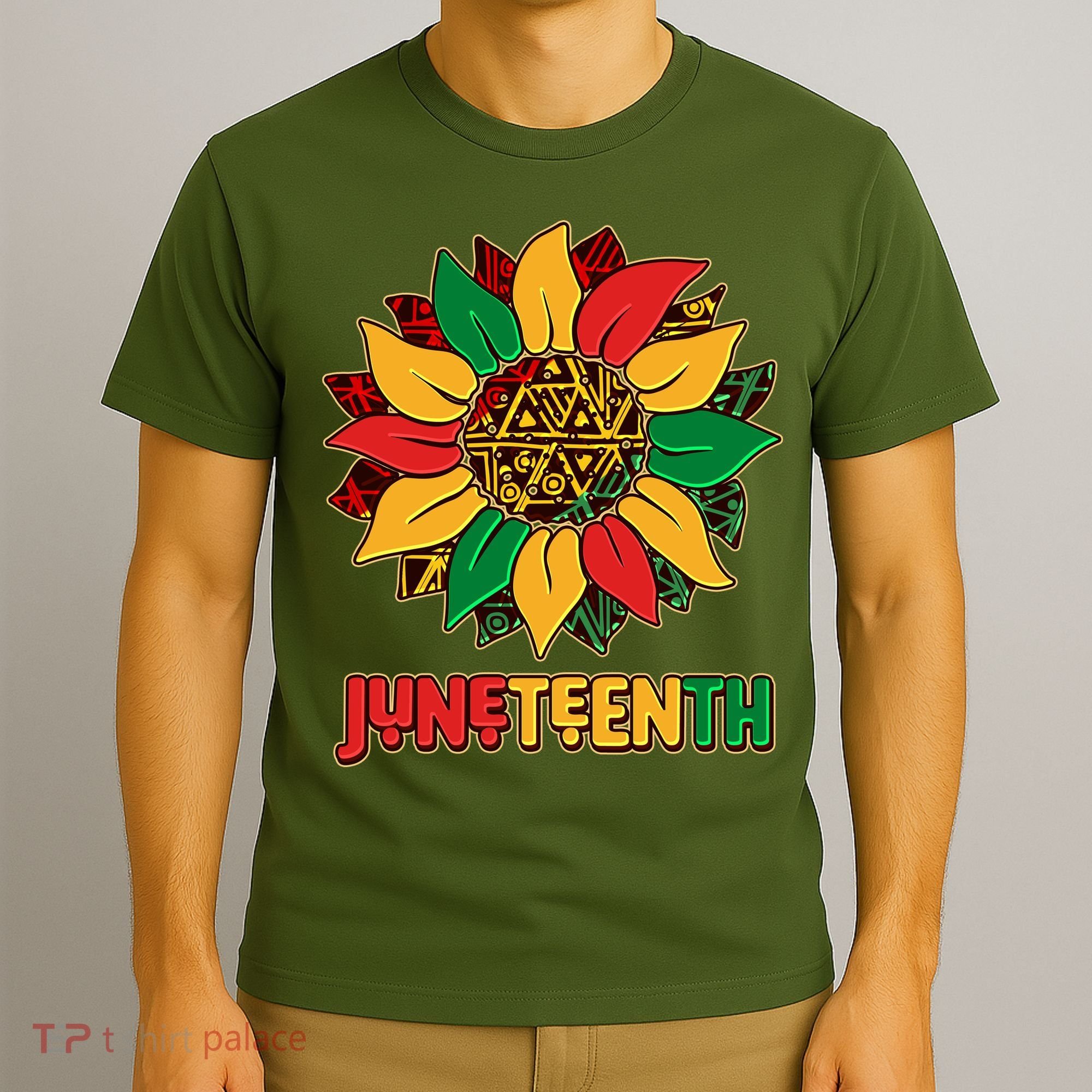 Celebrate Juneteenth Traditional African Pattern Sunflower T-Shirt