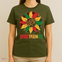 Celebrate Juneteenth Traditional African Pattern Sunflower T-Shirt thumb 4