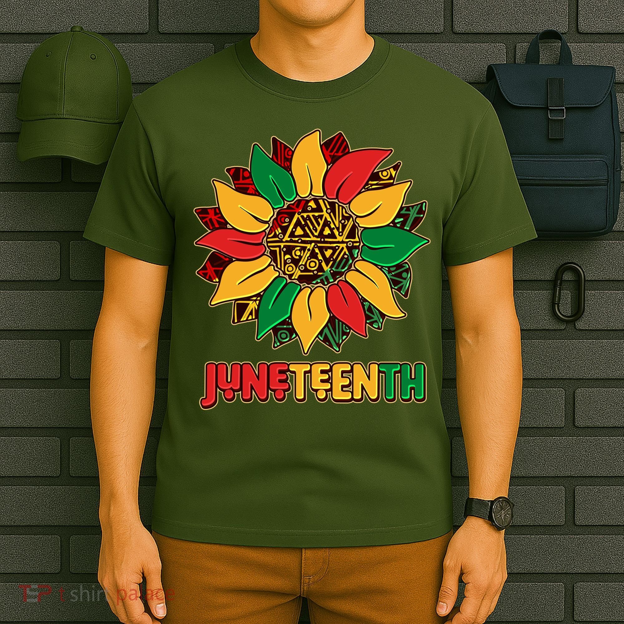 Celebrate Juneteenth Traditional African Pattern Sunflower T-Shirt