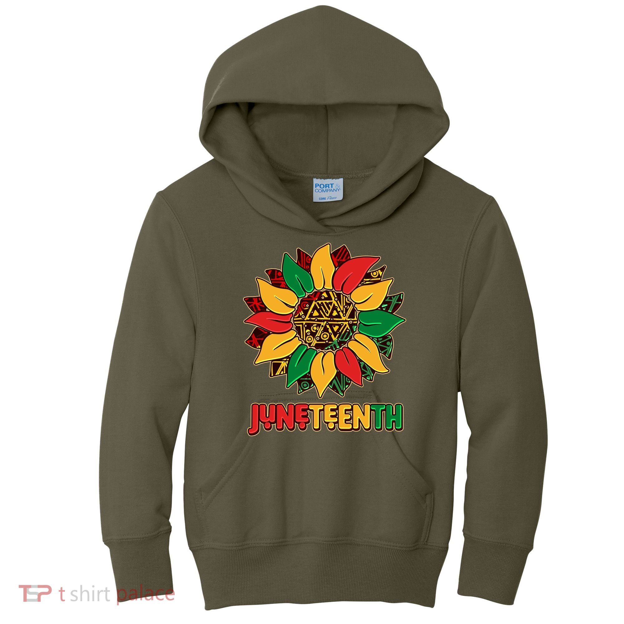 Celebrate Juneteenth Traditional African Pattern Sunflower Kids Hoodie