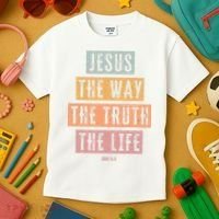 Christian Jesus The Way Truth Life Kids T-Shirt thumb 3