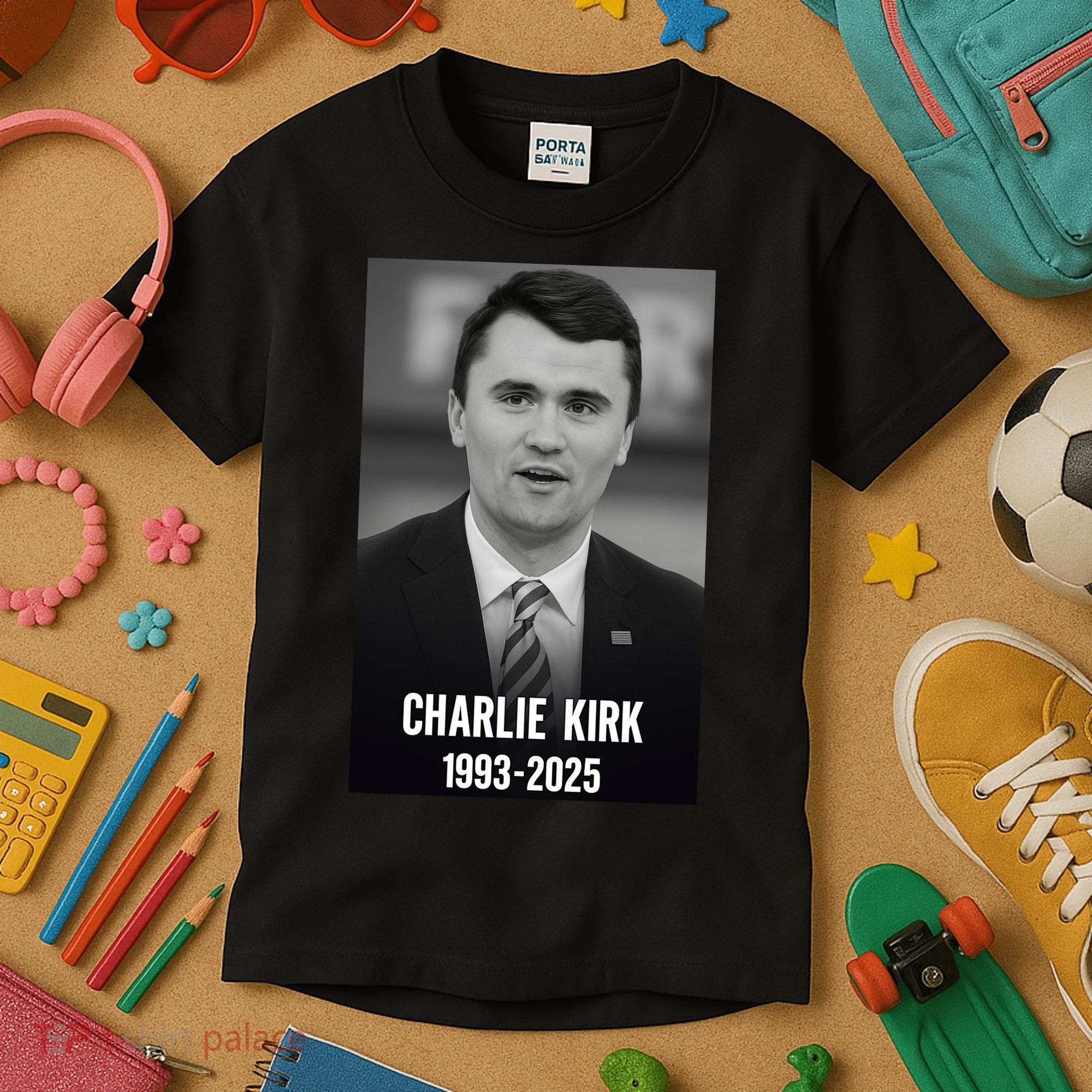 Charlie Kirk 1993-2025 Photograph Kids T-Shirt