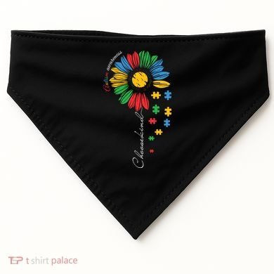 Choose Kind Autism Awareness Sunflower Puzzle Gift USA-Made Doggie Bandana
