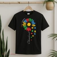 Choose Kind Autism Awareness Sunflower Puzzle Gift T-Shirt thumb 2
