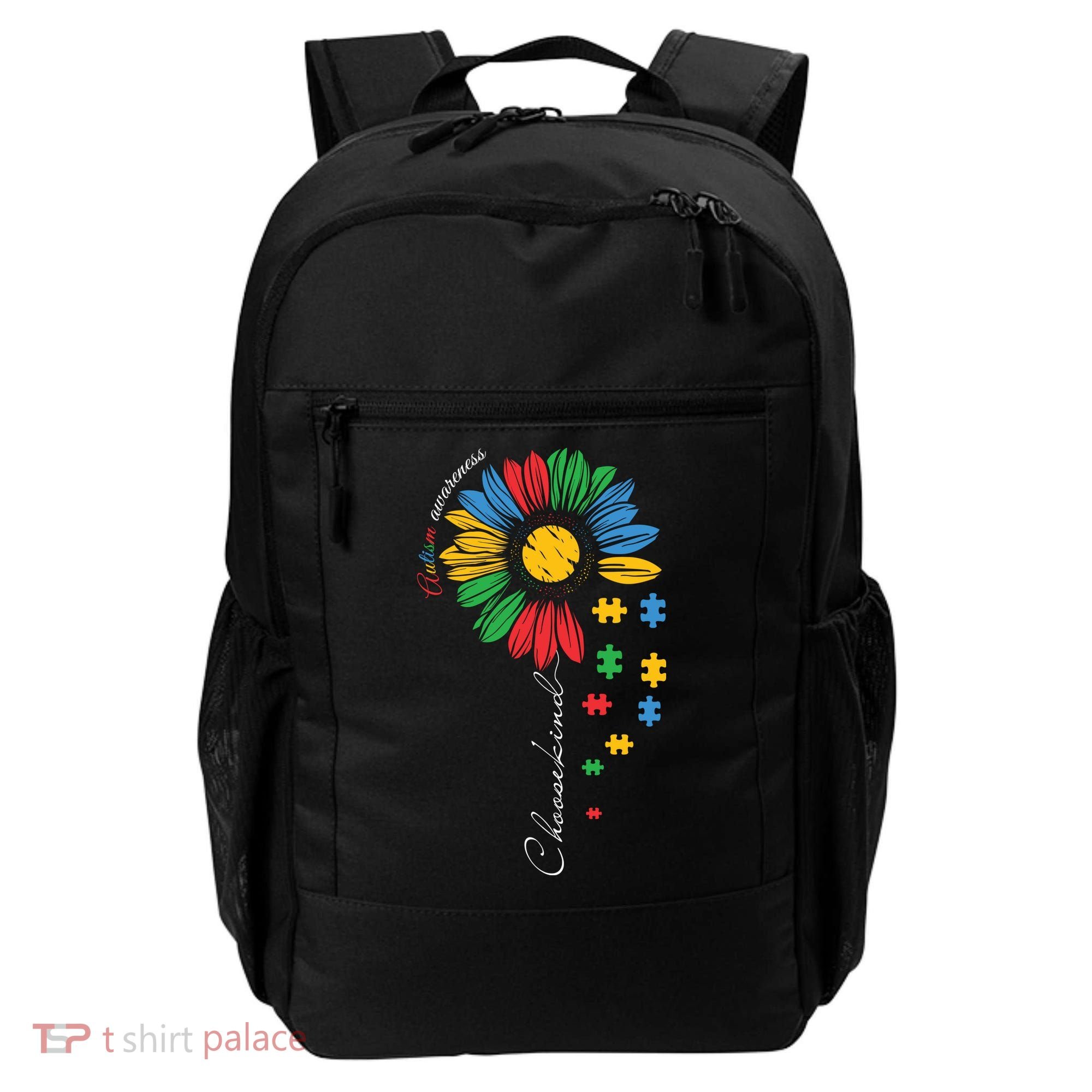 Choose Kind Autism Awareness Sunflower Puzzle Gift Backpack