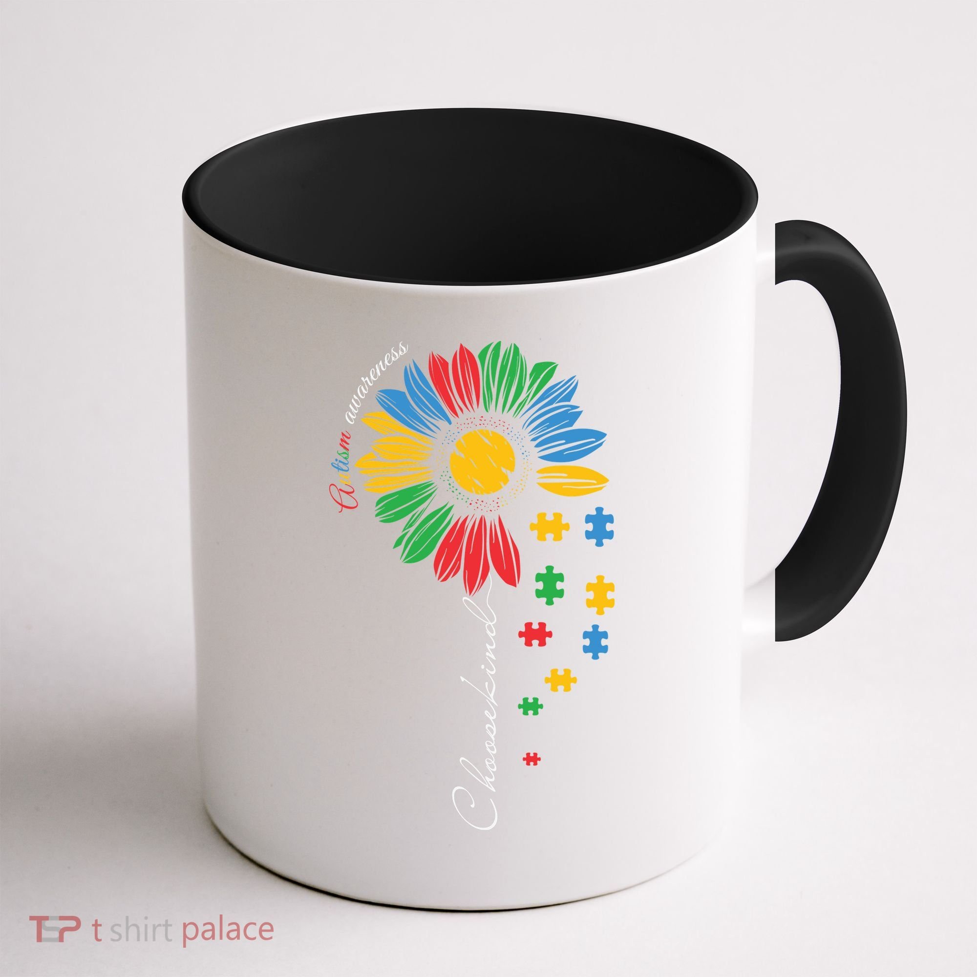 Choose Kind Autism Awareness Sunflower Puzzle Gift Coffee Mug