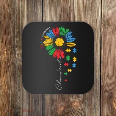 Choose Kind Autism Awareness Sunflower Puzzle Gift Coaster