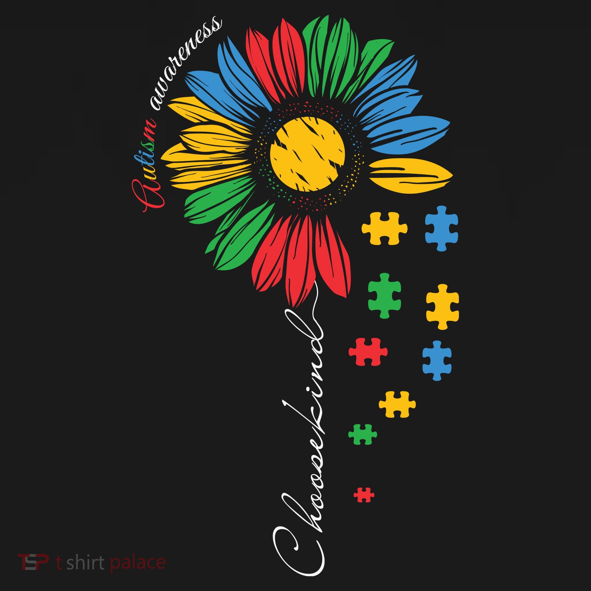 Choose Kind Autism Awareness Sunflower Puzzle Gift Coaster