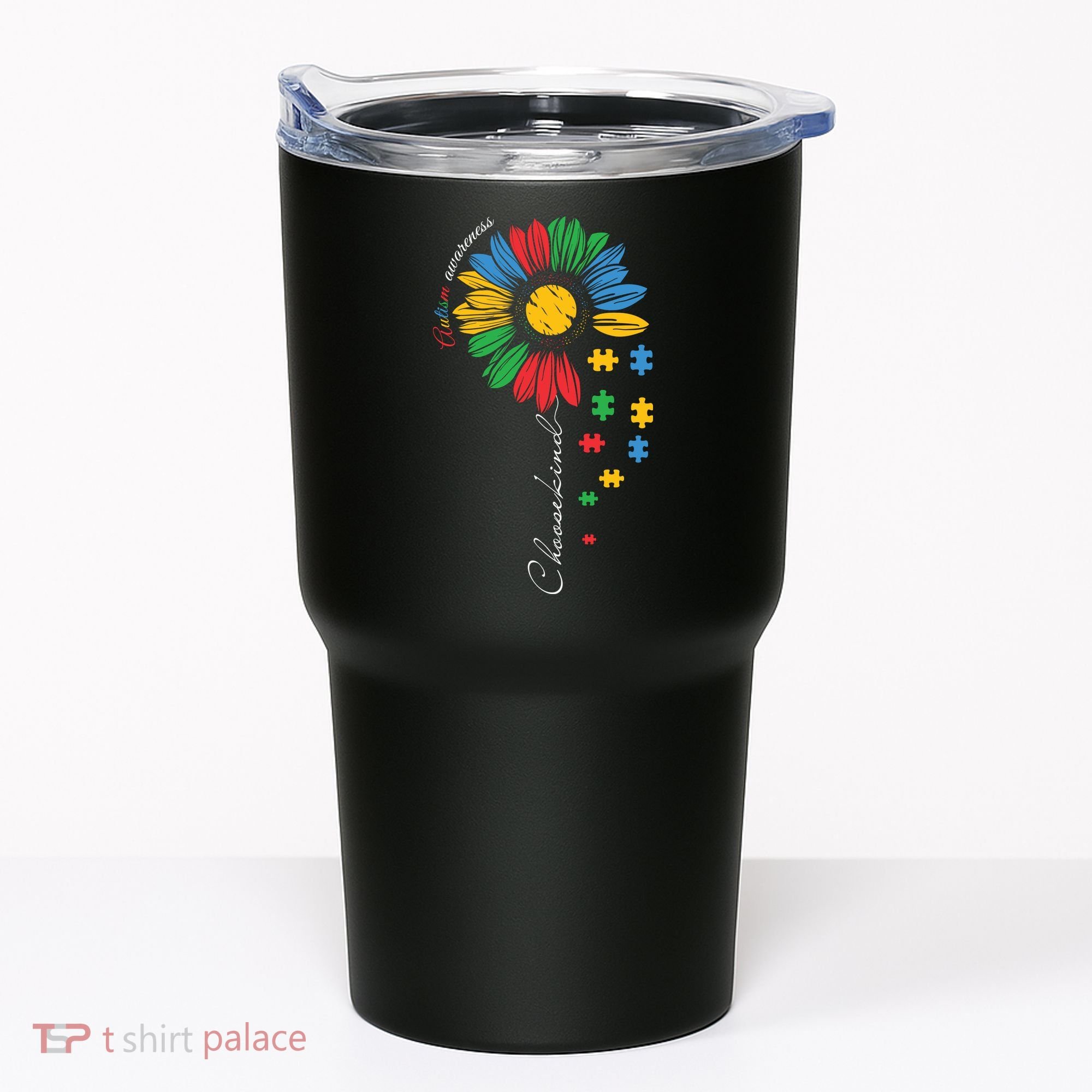 Choose Kind Autism Awareness Sunflower Puzzle Gift Tumbler