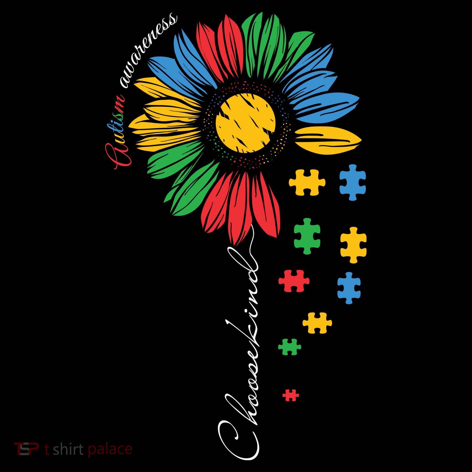 Choose Kind Autism Awareness Sunflower Puzzle Gift Women's Tank Top