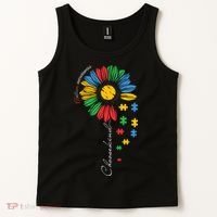 Choose Kind Autism Awareness Sunflower Puzzle Gift Tank Top thumb 2