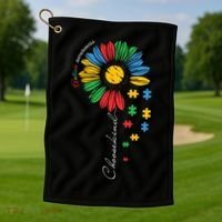 Choose Kind Autism Awareness Sunflower Puzzle Gift Golf Towel thumb 1