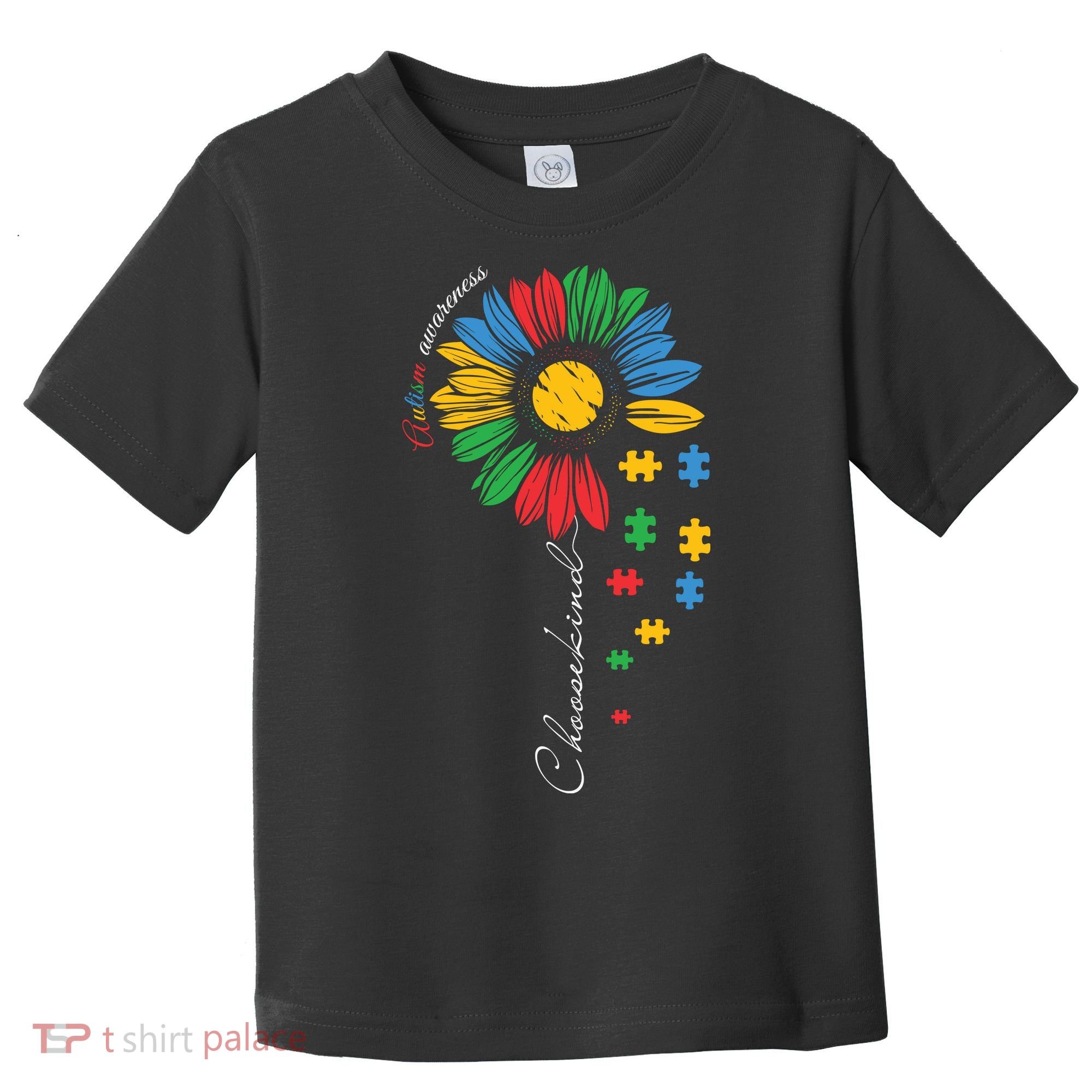 Choose Kind Autism Awareness Sunflower Puzzle Gift Toddler T-Shirt