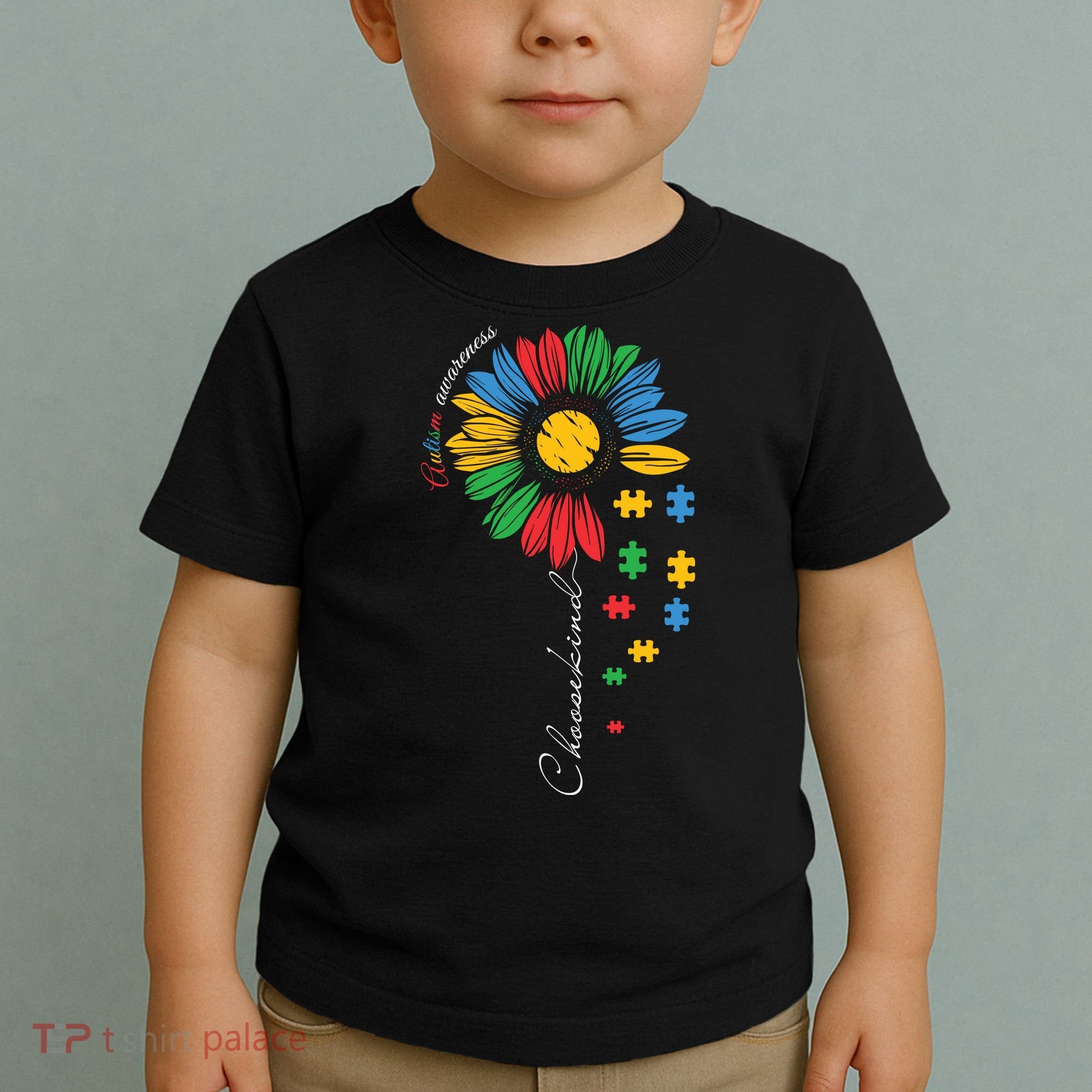 Choose Kind Autism Awareness Sunflower Puzzle Gift Toddler T-Shirt