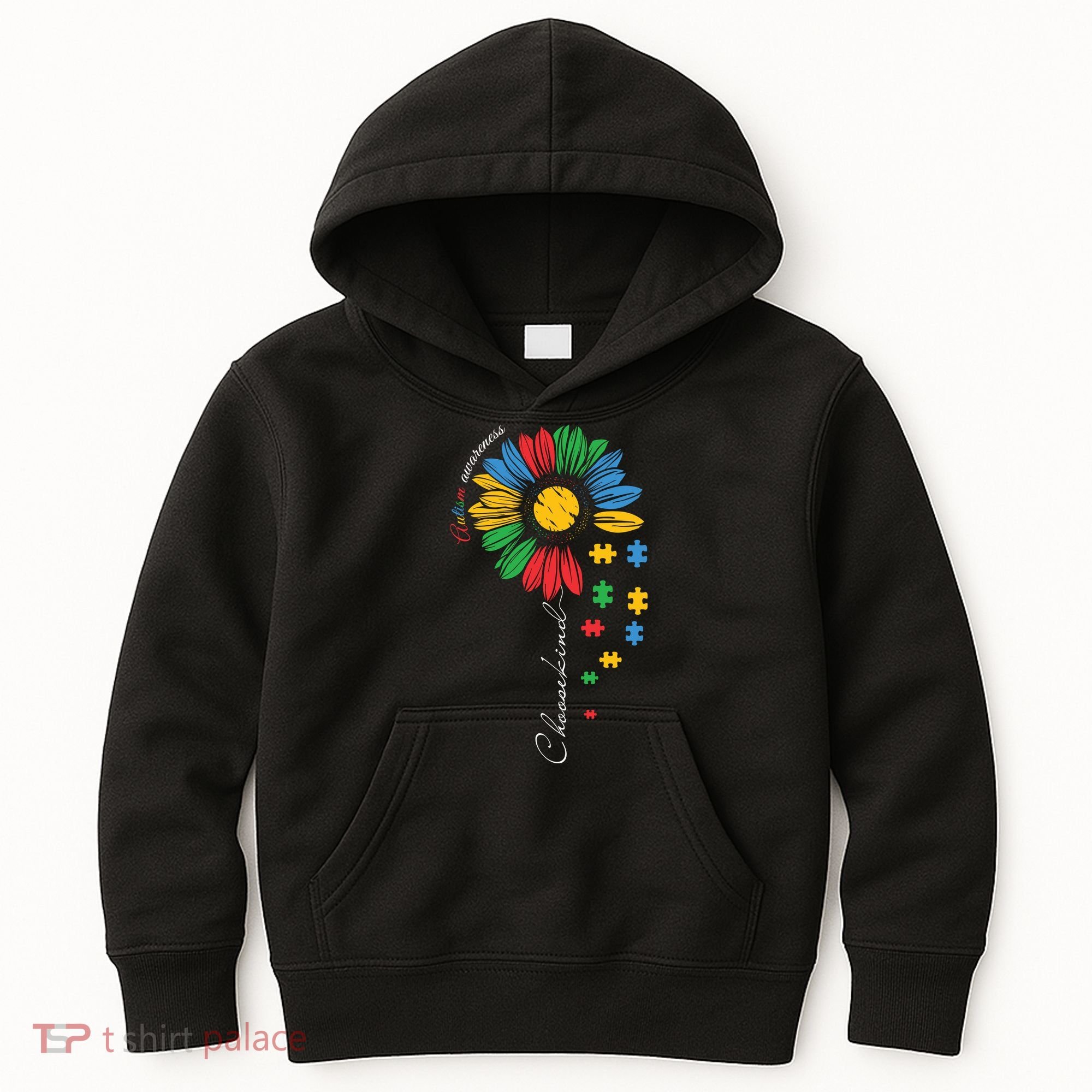 Choose Kind Autism Awareness Sunflower Puzzle Gift Kids Hoodie