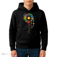 Choose Kind Autism Awareness Sunflower Puzzle Gift Kids Hoodie thumb 4