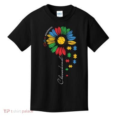 Choose Kind Autism Awareness Sunflower Puzzle Gift Kids T-Shirt