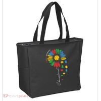 Choose Kind Autism Awareness Sunflower Puzzle Gift Tote Bag thumb 2