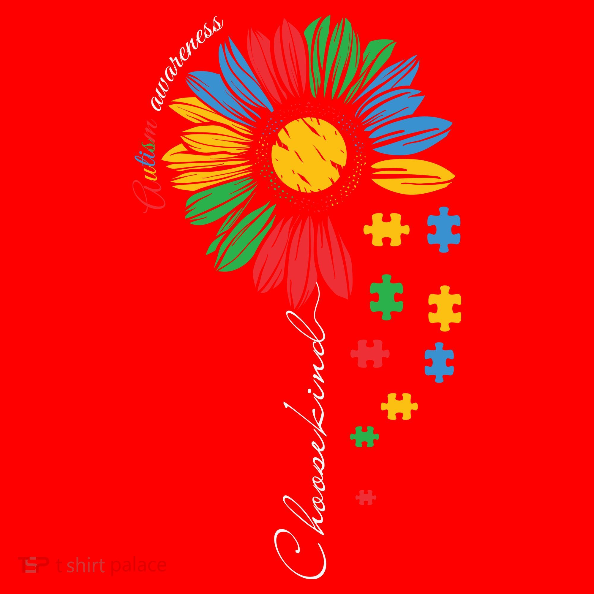 Choose Kind Autism Awareness Sunflower Puzzle Gift Santa Hat