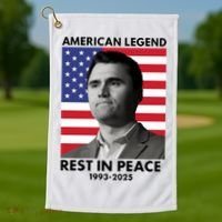 Charlie Kirk American Legend Rest In Peace Golf Towel thumb 1