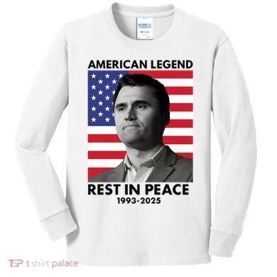 Charlie Kirk American Legend Rest In Peace Kids Long Sleeve Shirt