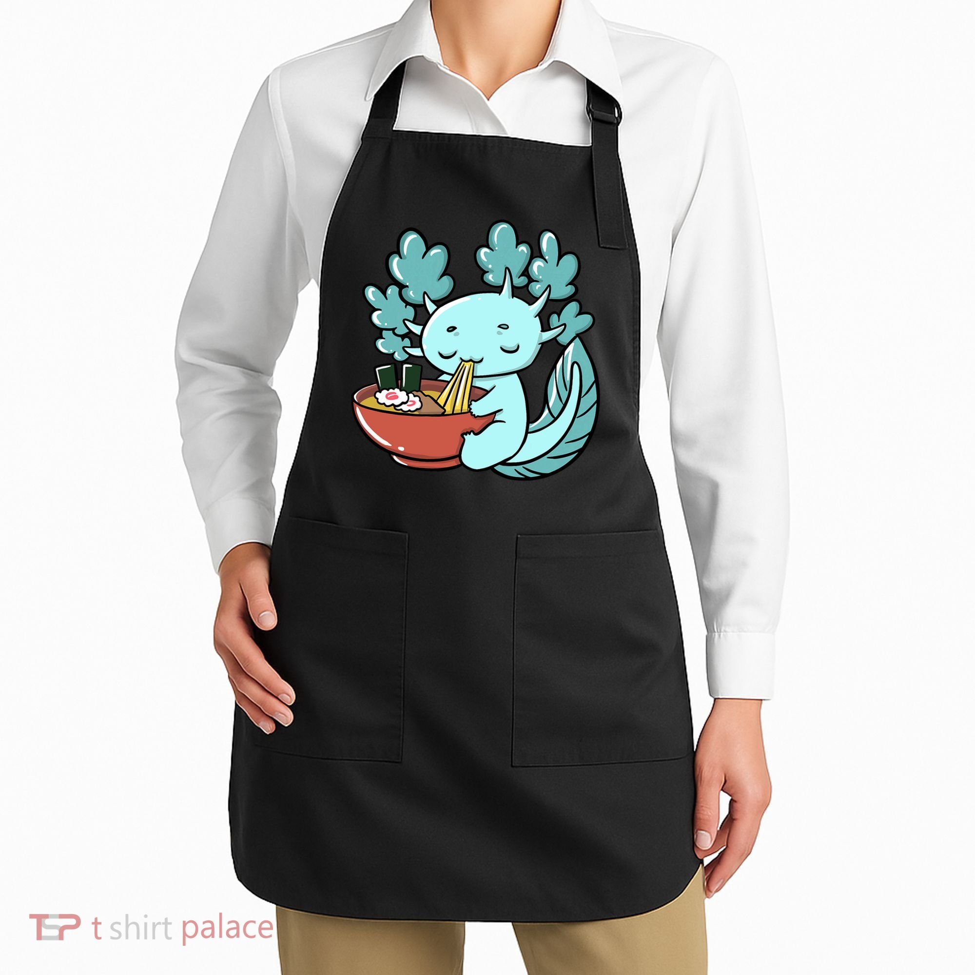 Cute Kawaii Anime Axolotl Japanese Ramen Noodles Apron