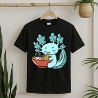 Cute Kawaii Anime Axolotl Japanese Ramen Noodles T-Shirt thumb 2