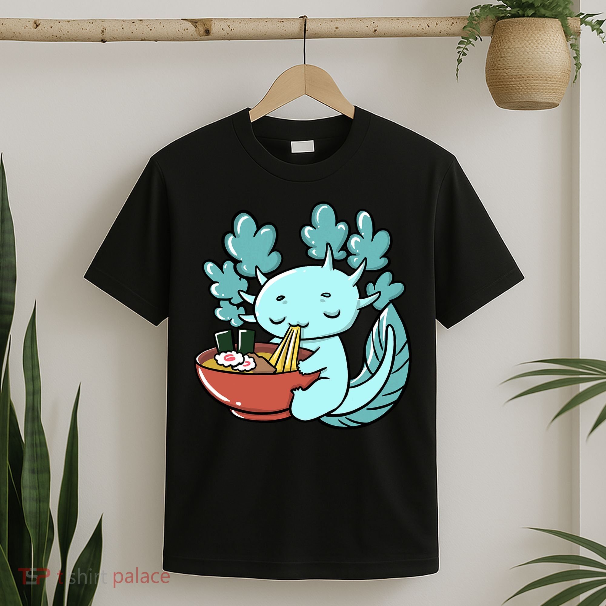 Cute Kawaii Anime Axolotl Japanese Ramen Noodles T-Shirt