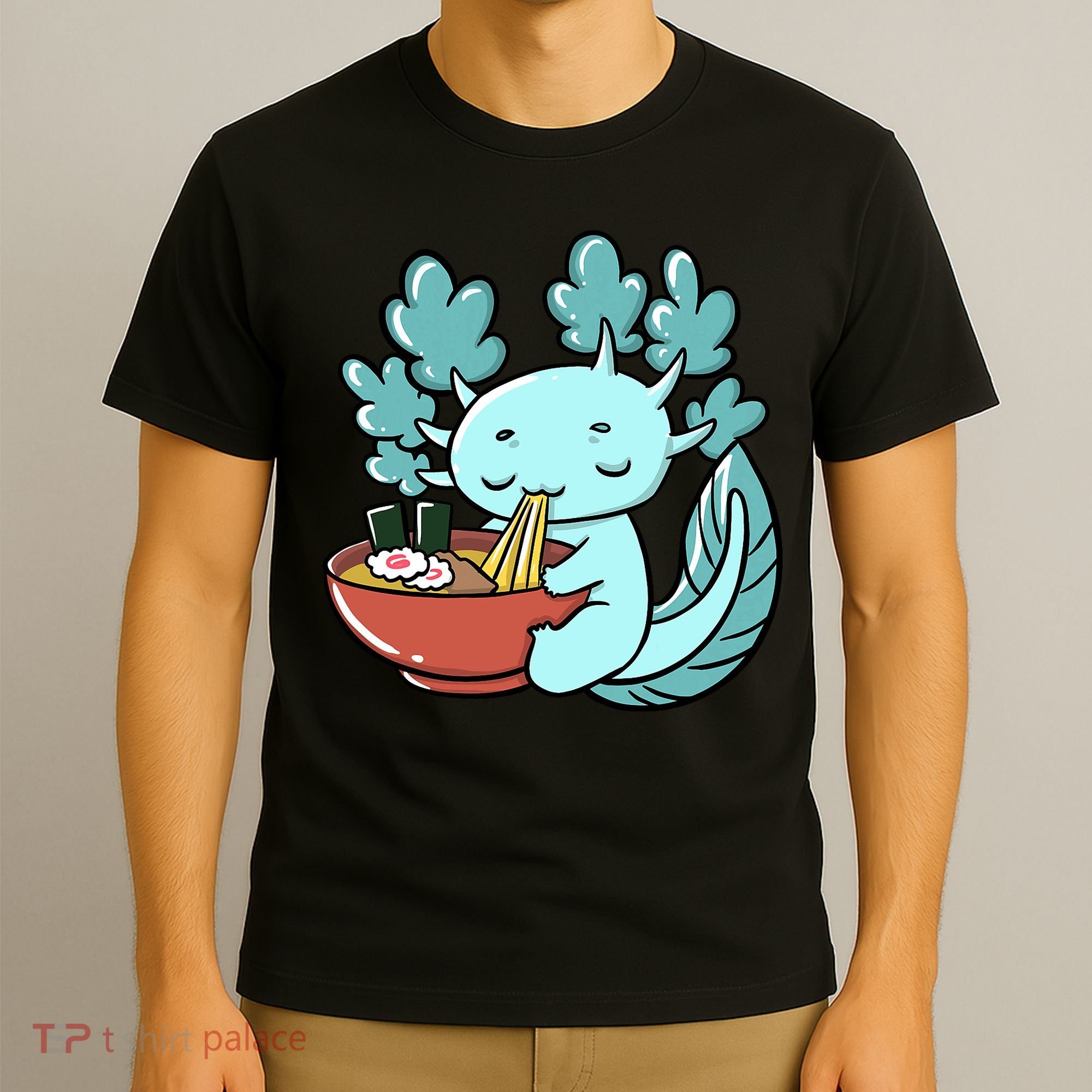 Cute Kawaii Anime Axolotl Japanese Ramen Noodles T-Shirt