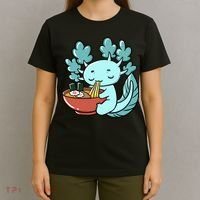 Cute Kawaii Anime Axolotl Japanese Ramen Noodles T-Shirt thumb 4