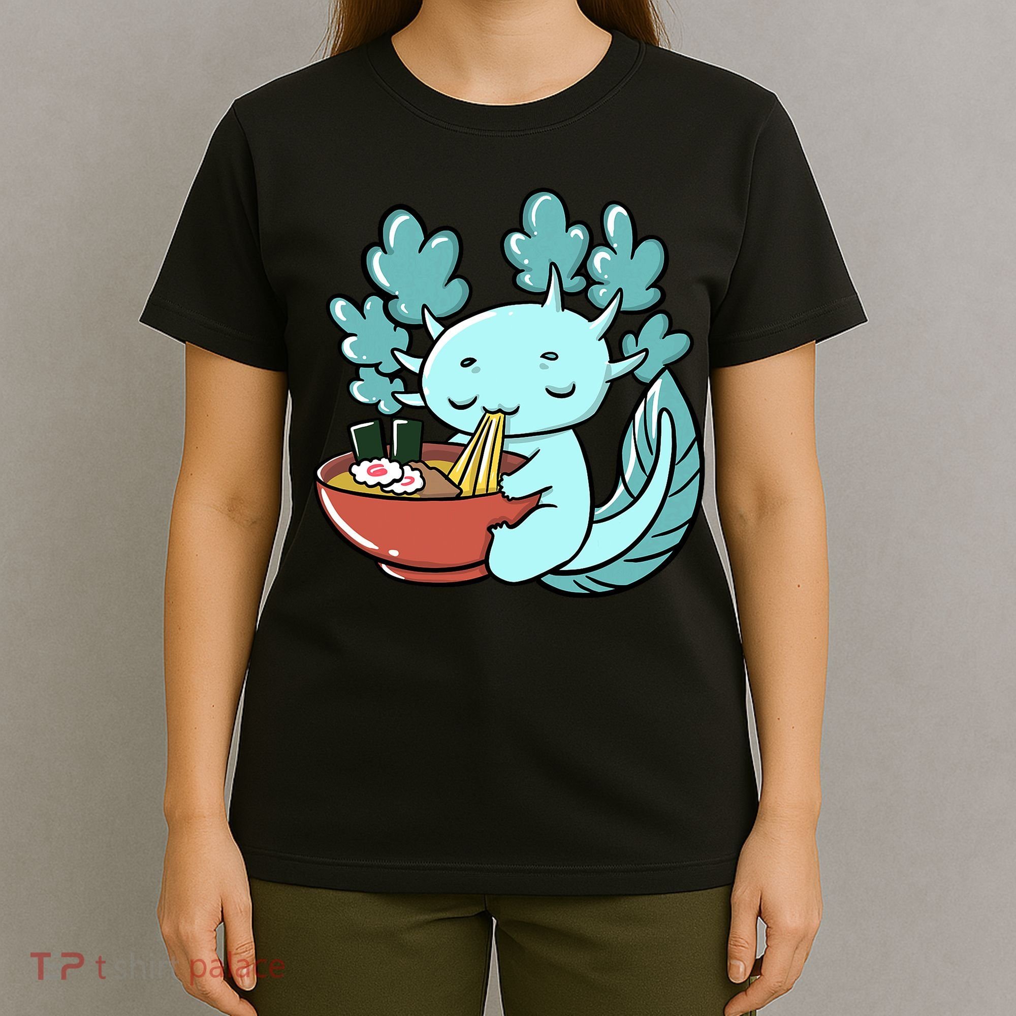 Cute Kawaii Anime Axolotl Japanese Ramen Noodles T-Shirt