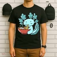 Cute Kawaii Anime Axolotl Japanese Ramen Noodles T-Shirt thumb 6