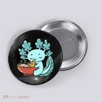 Cute Kawaii Anime Axolotl Japanese Ramen Noodles Button thumb 0