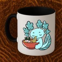 Cute Kawaii Anime Axolotl Japanese Ramen Noodles Coffee Mug thumb 2