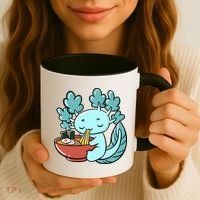 Cute Kawaii Anime Axolotl Japanese Ramen Noodles Coffee Mug thumb 3