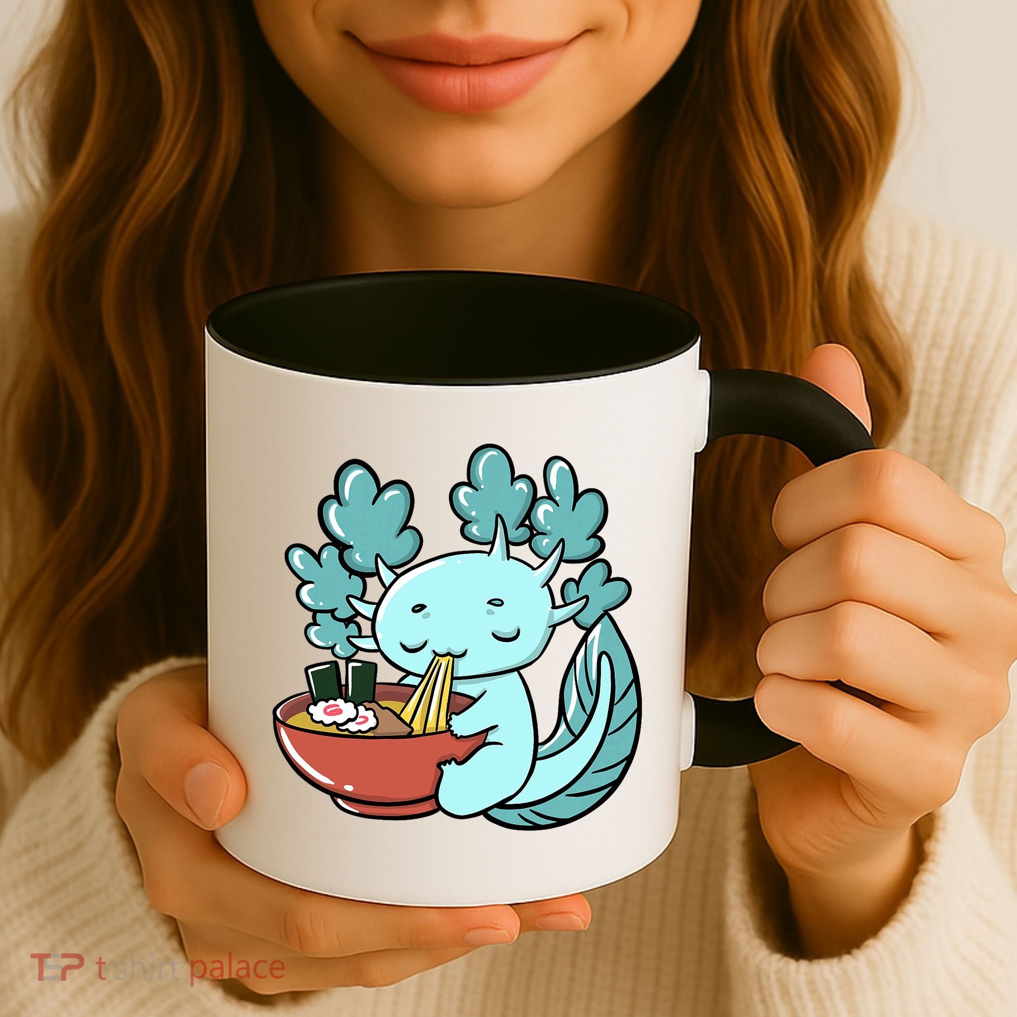 Cute Kawaii Anime Axolotl Japanese Ramen Noodles Coffee Mug