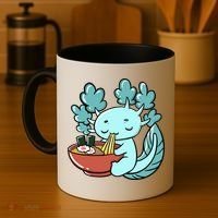 Cute Kawaii Anime Axolotl Japanese Ramen Noodles Coffee Mug thumb 4