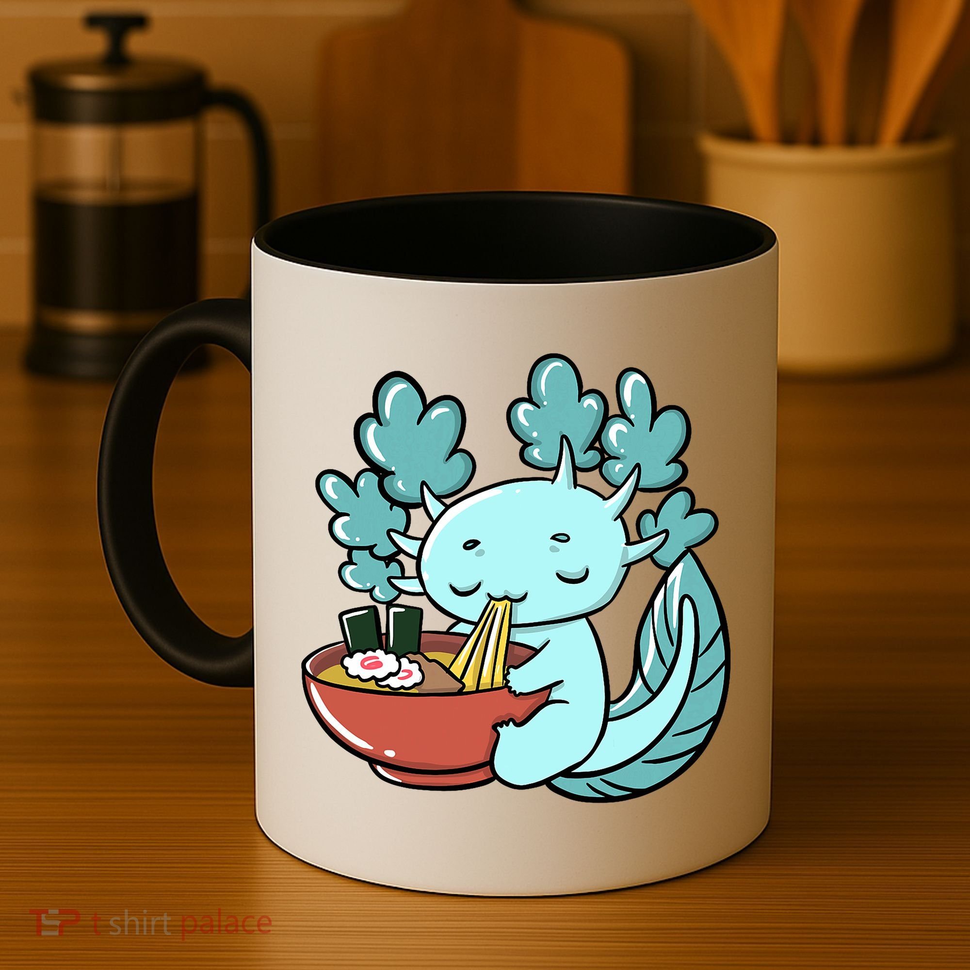 Cute Kawaii Anime Axolotl Japanese Ramen Noodles Coffee Mug