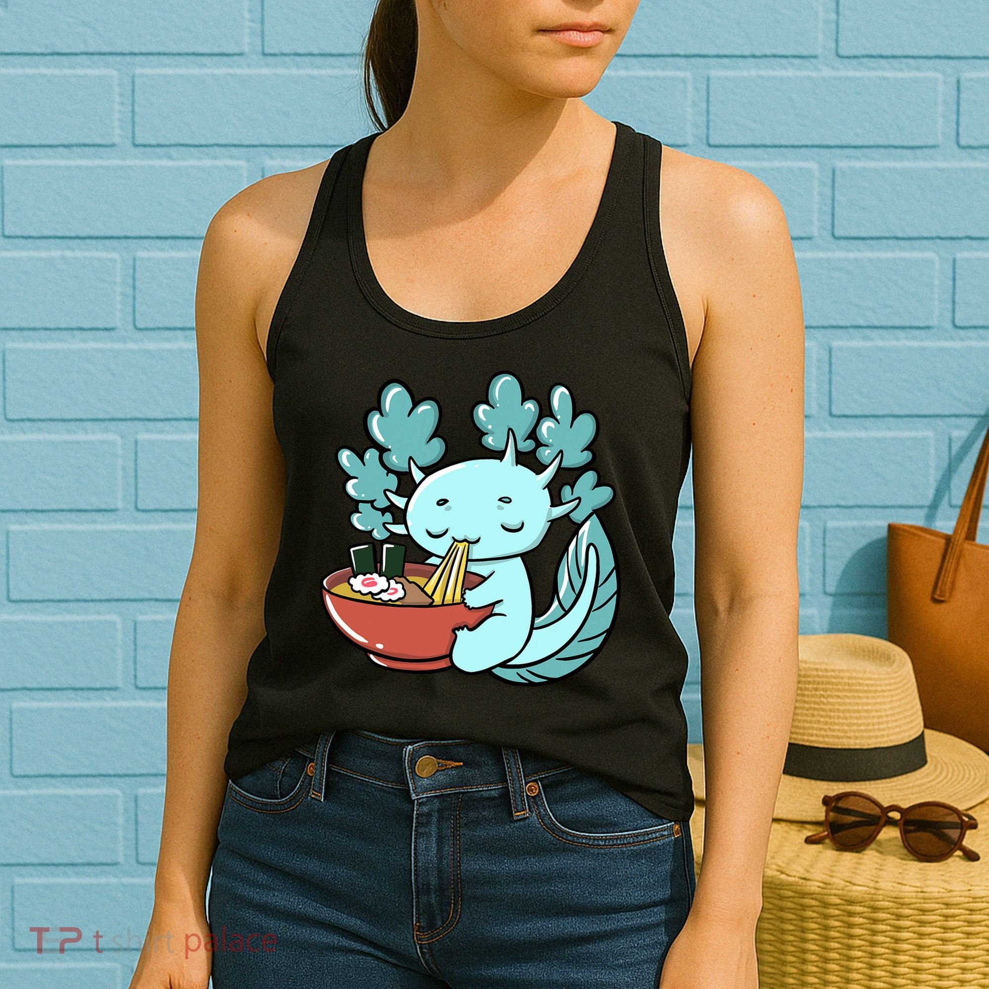 Cute Kawaii Anime Axolotl Japanese Ramen Noodles Women's Tank Top