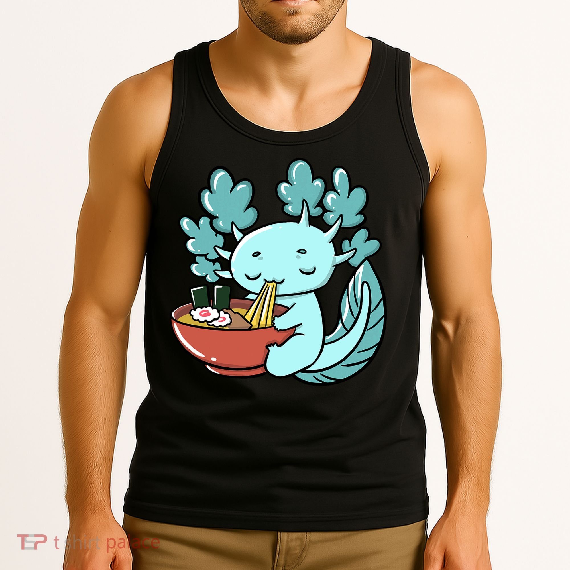 Cute Kawaii Anime Axolotl Japanese Ramen Noodles Tank Top