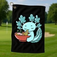 Cute Kawaii Anime Axolotl Japanese Ramen Noodles Golf Towel thumb 1