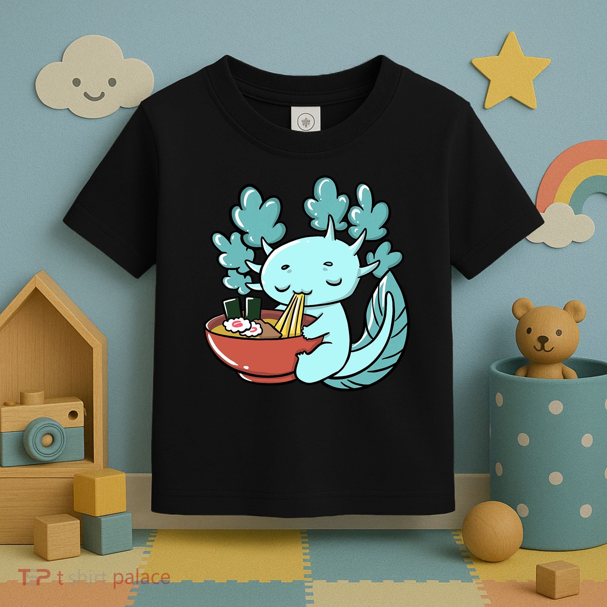 Cute Kawaii Anime Axolotl Japanese Ramen Noodles Toddler T-Shirt