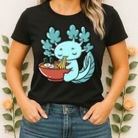 Cute Kawaii Anime Axolotl Japanese Ramen Noodles Women's T-Shirt thumb 2