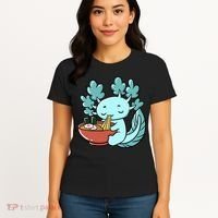 Cute Kawaii Anime Axolotl Japanese Ramen Noodles Women's T-Shirt thumb 4
