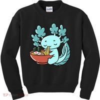 Cute Kawaii Anime Axolotl Japanese Ramen Noodles Kids Sweatshirt thumb 0