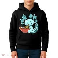 Cute Kawaii Anime Axolotl Japanese Ramen Noodles Kids Hoodie thumb 4