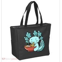 Cute Kawaii Anime Axolotl Japanese Ramen Noodles Tote Bag thumb 2