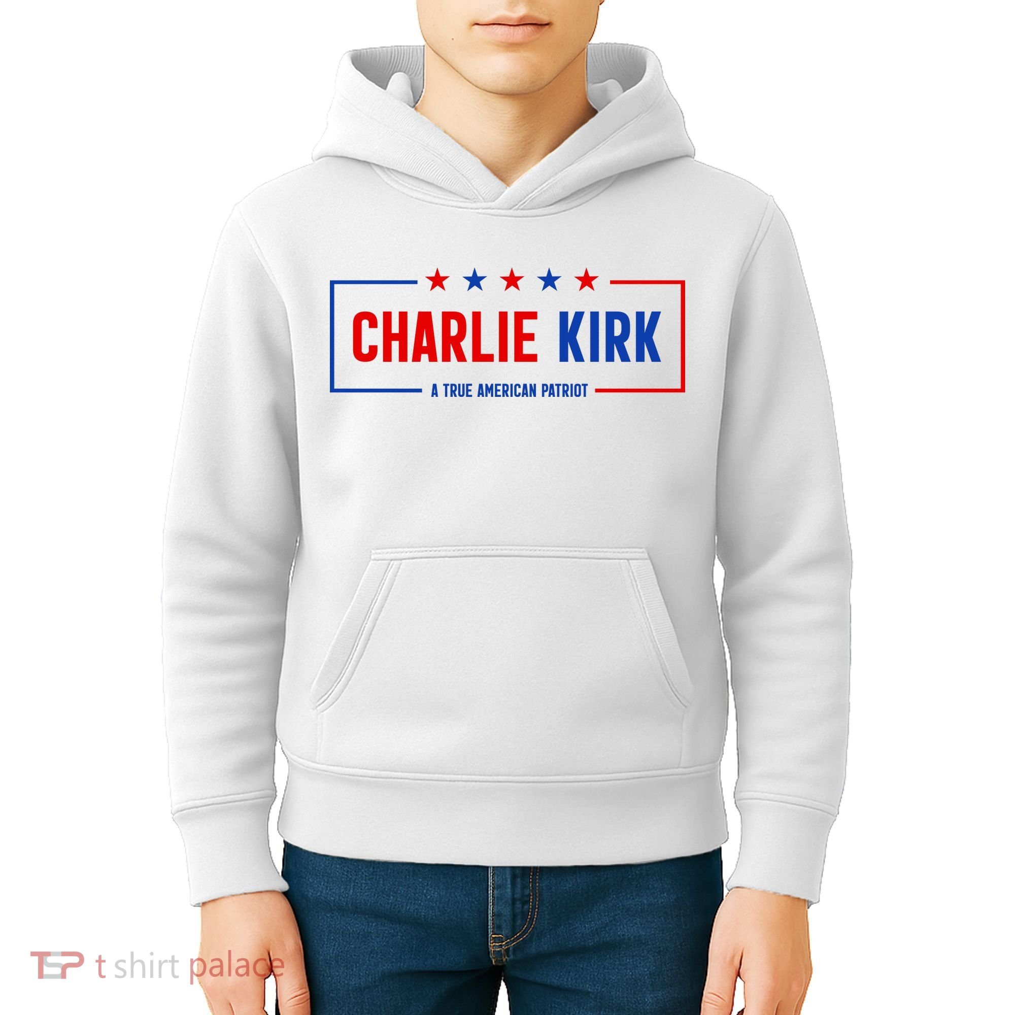 Charlie Kirk American Patriot Hero Kids Hoodie